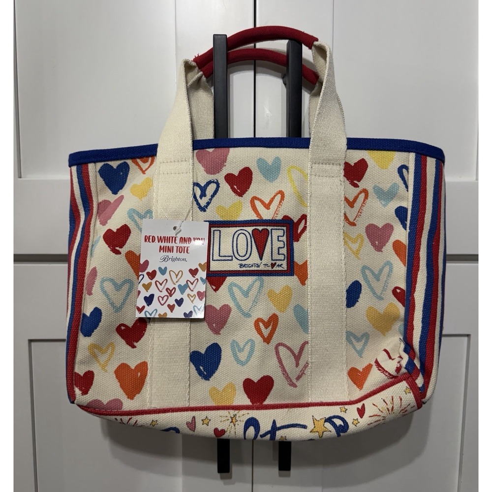 New Brighton Red White and You Tote Love Hearts Canvas Whimsical Patriotic Bag